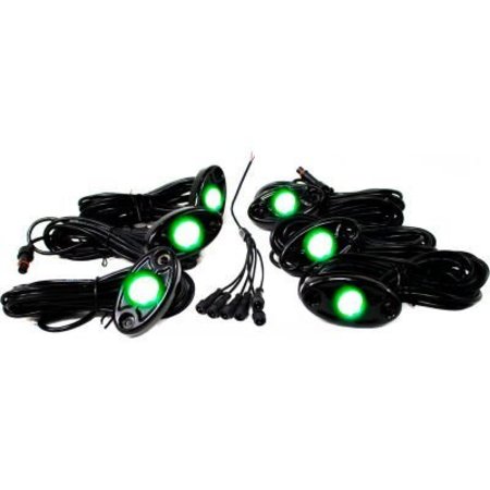 CARJAMZ Race Sport 6 LED Glow Pod Kit w/ Brain Box IP68 12V w/ All Hardware, Green RSLD6KITG